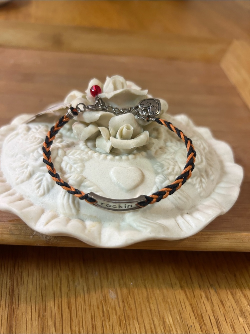 Rockin Braided Charm Bracelet Black Orange